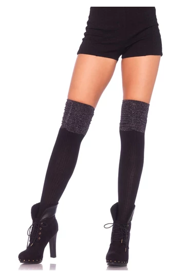 Leg avenue fekete -ezüst lurexes térdharisnya S/L One Size Leg avenue fekete -ezüst lurexes térdharisnya S/L One Size