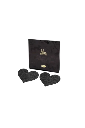 Bijoux Indiscrets fekete szív alakú csillámló mellmatrica Bijoux Indiscrets fekete szív alakú csillámló mellmatrica