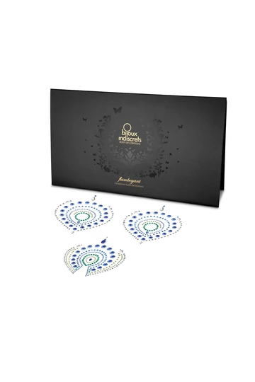 Bijoux Indiscrets Flamboyant Zöld / Kék  mellbimbókra és szeméremdombra helyezhető testékszer szett