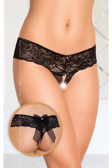 Softline alul nyitott fekete csipke francia bugyi S/M Softline alul nyitott fekete csipke francia bugyi S/M