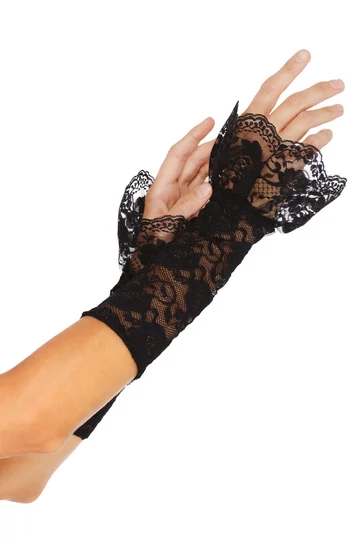 Leg Avenue fekete csipke kesztyű
