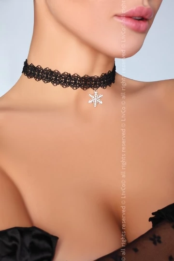 Livco Corsetti szexi fekete horgolt nyaklánc függővel Livco Corsetti szexi fekete horgolt nyaklánc függővel