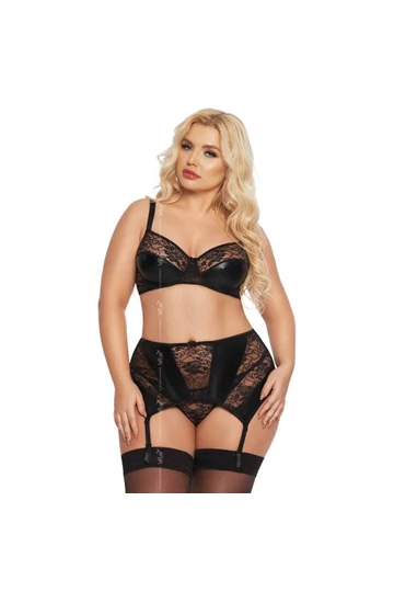 Softline Joana szexi fekete csipke molett fehérnemű szett XL Softline Joana szexi fekete csipke molett fehérnemű szett XL