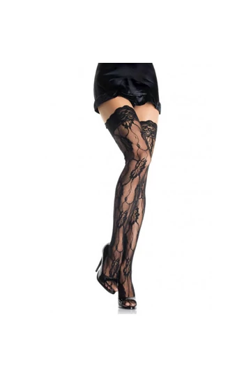 Leg Avenue szexi fekete csipkés combfix harisnya S/L Leg Avenue szexi fekete csipkés combfix harisnya S/L