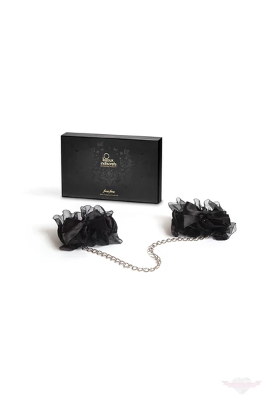 Bijoux Indiscrets Frou Frou elegáns fekete organza / szatén ékszer bilincs 