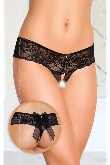 Softline alul nyitott fekete csipke francia bugyi S/M