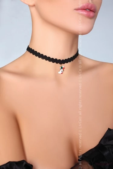 Livco Corsetti szexi fekete fonott nyaklánc függővel
