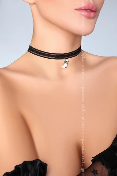 Livco Corsetti szexi fekete fonott nyaklánc függővel
