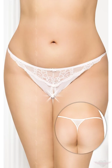 Softline nyitott szexis fekete spagettipántos csipke tanga bugyi  