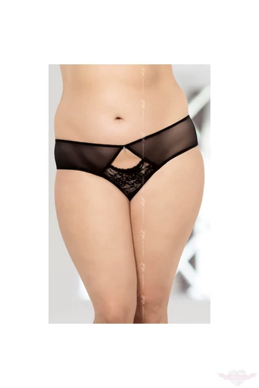 Softline hátul nyitott szexis fekete csipke francia bugyi 2XL EUR: 50-52